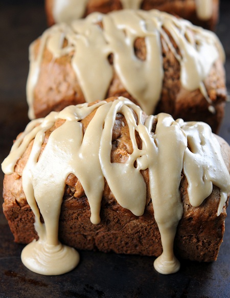 Mini Caramel-Glazed Honey Crisp Apple Bread