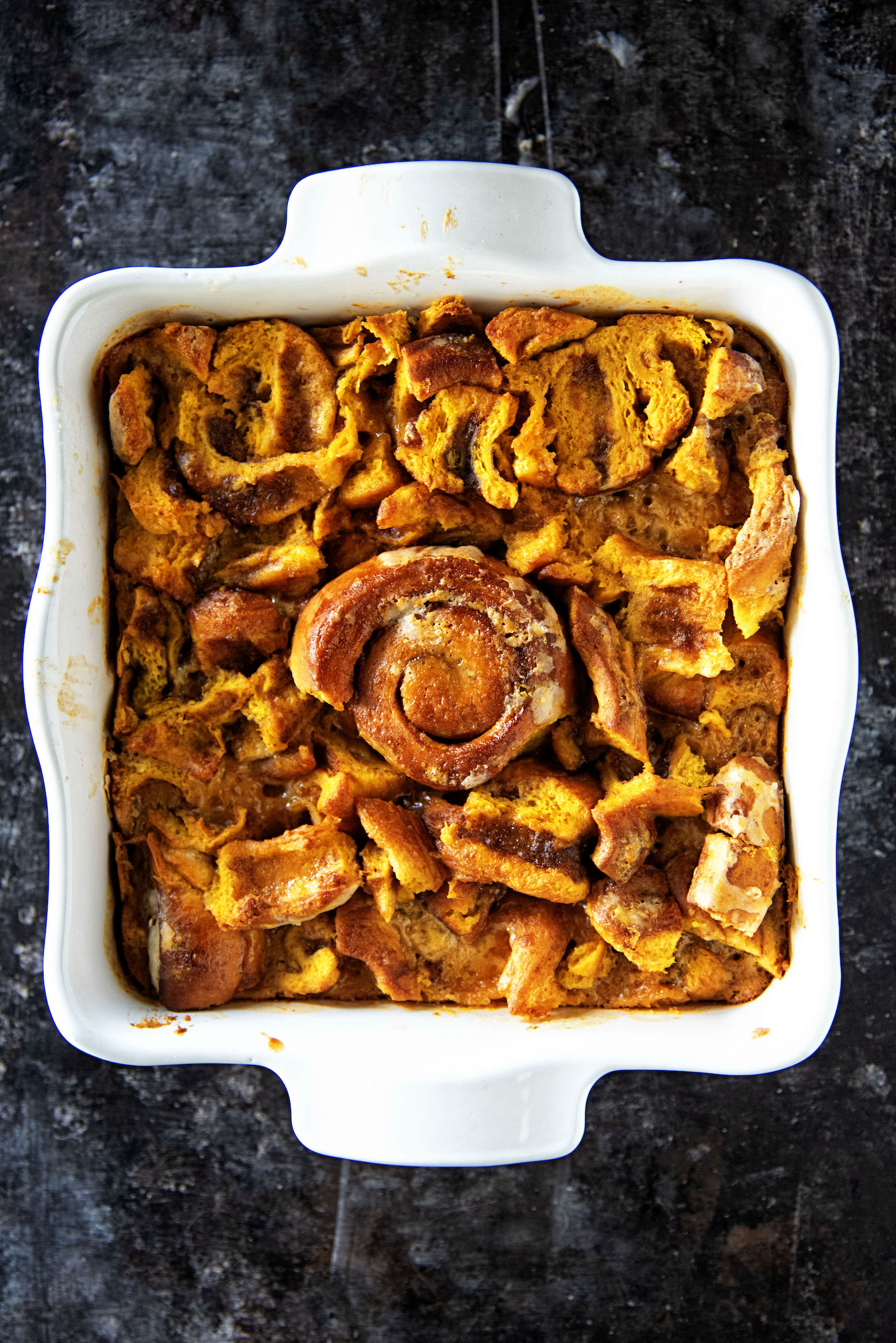 Pumpkin Cinnamon Roll Bread Pudding 