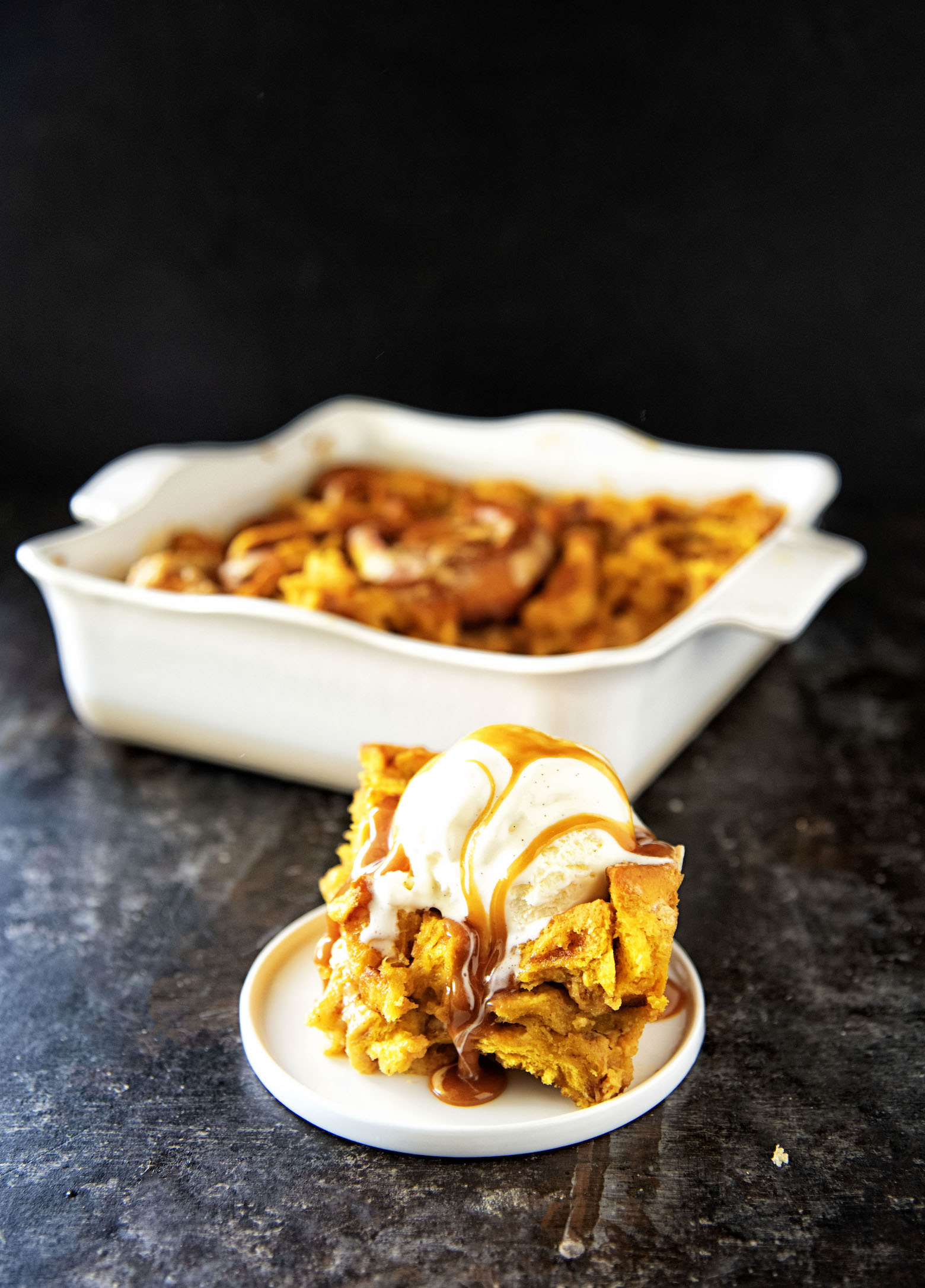 Pumpkin Cinnamon Roll Bread Pudding 