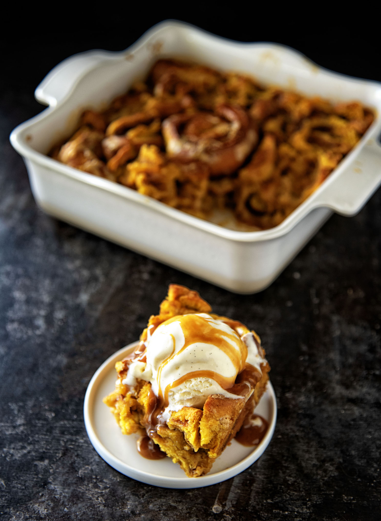 Pumpkin Cinnamon Roll Bread Pudding 