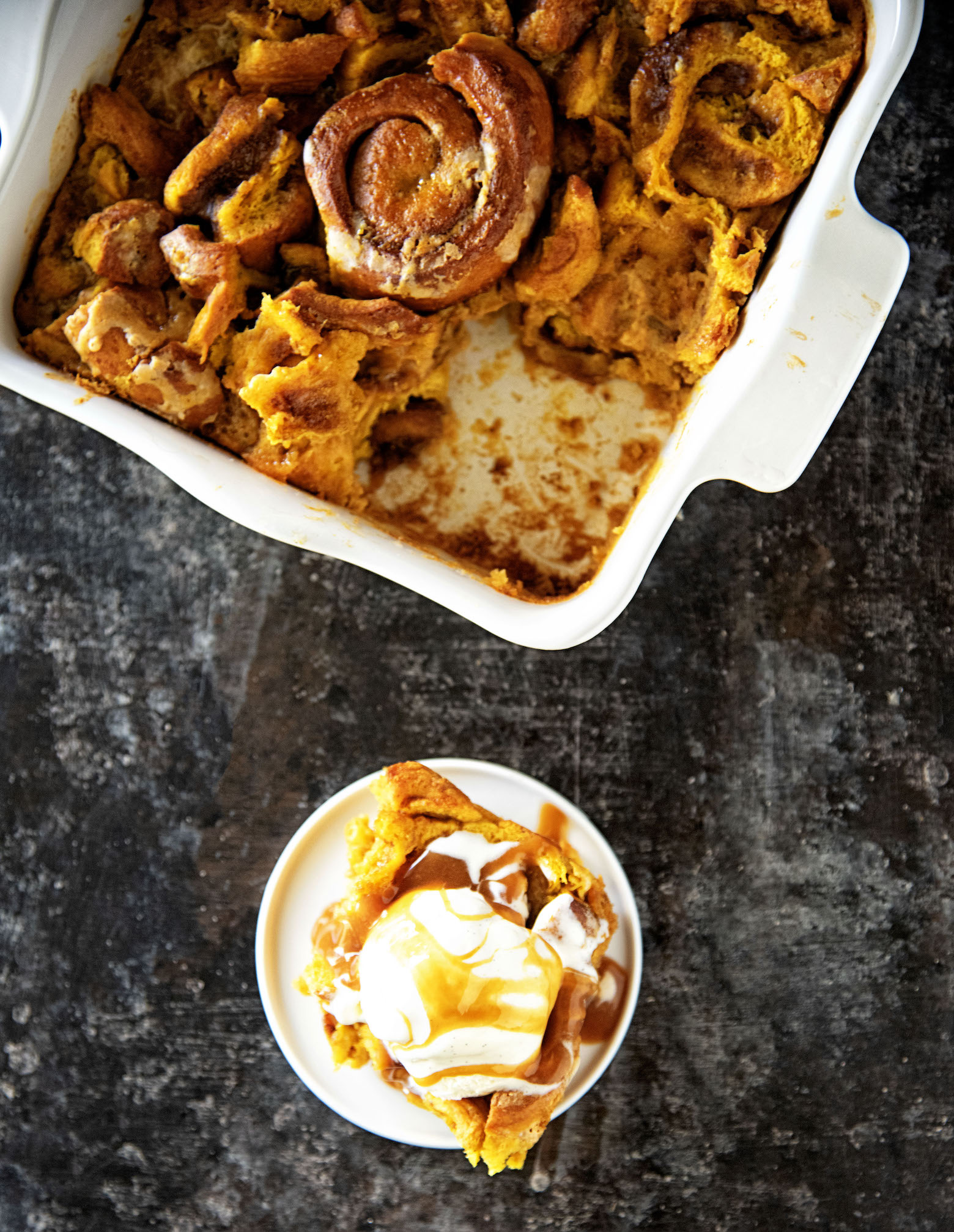 Pumpkin Cinnamon Roll Bread Pudding 