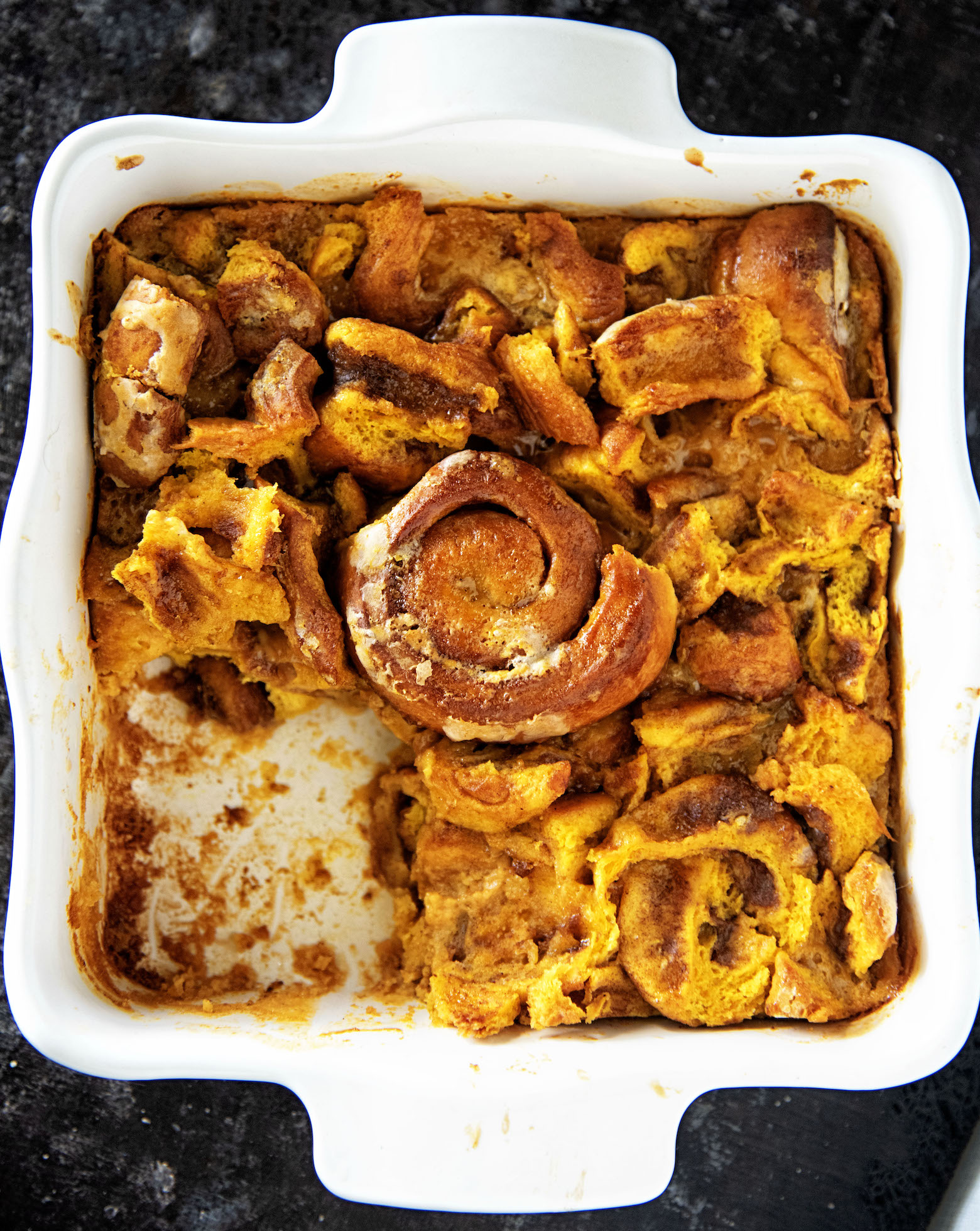 Pumpkin Cinnamon Roll Bread Pudding 