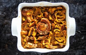Pumpkin Cinnamon Roll Bread Pudding