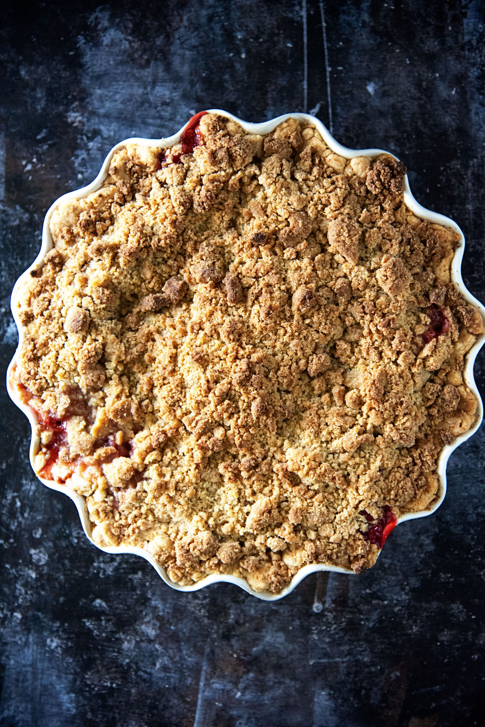 Strawberry Peach Crumb Pie 