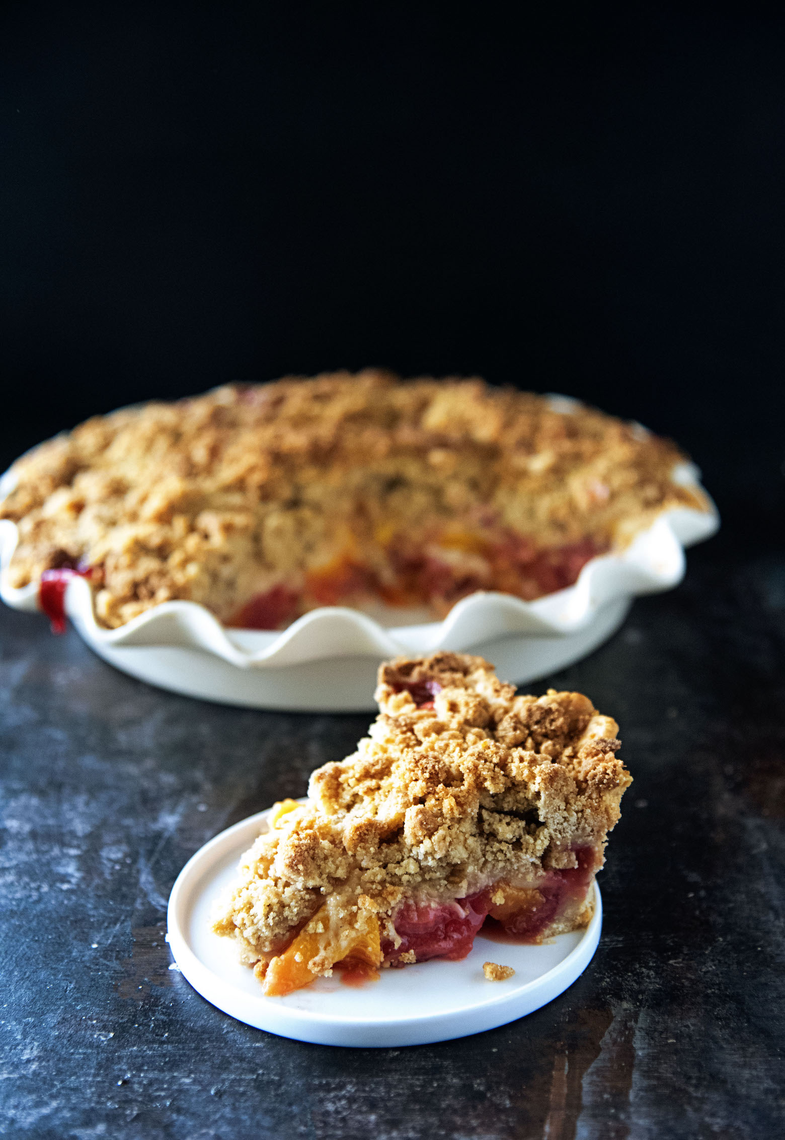 Strawberry Peach Crumb Pie 