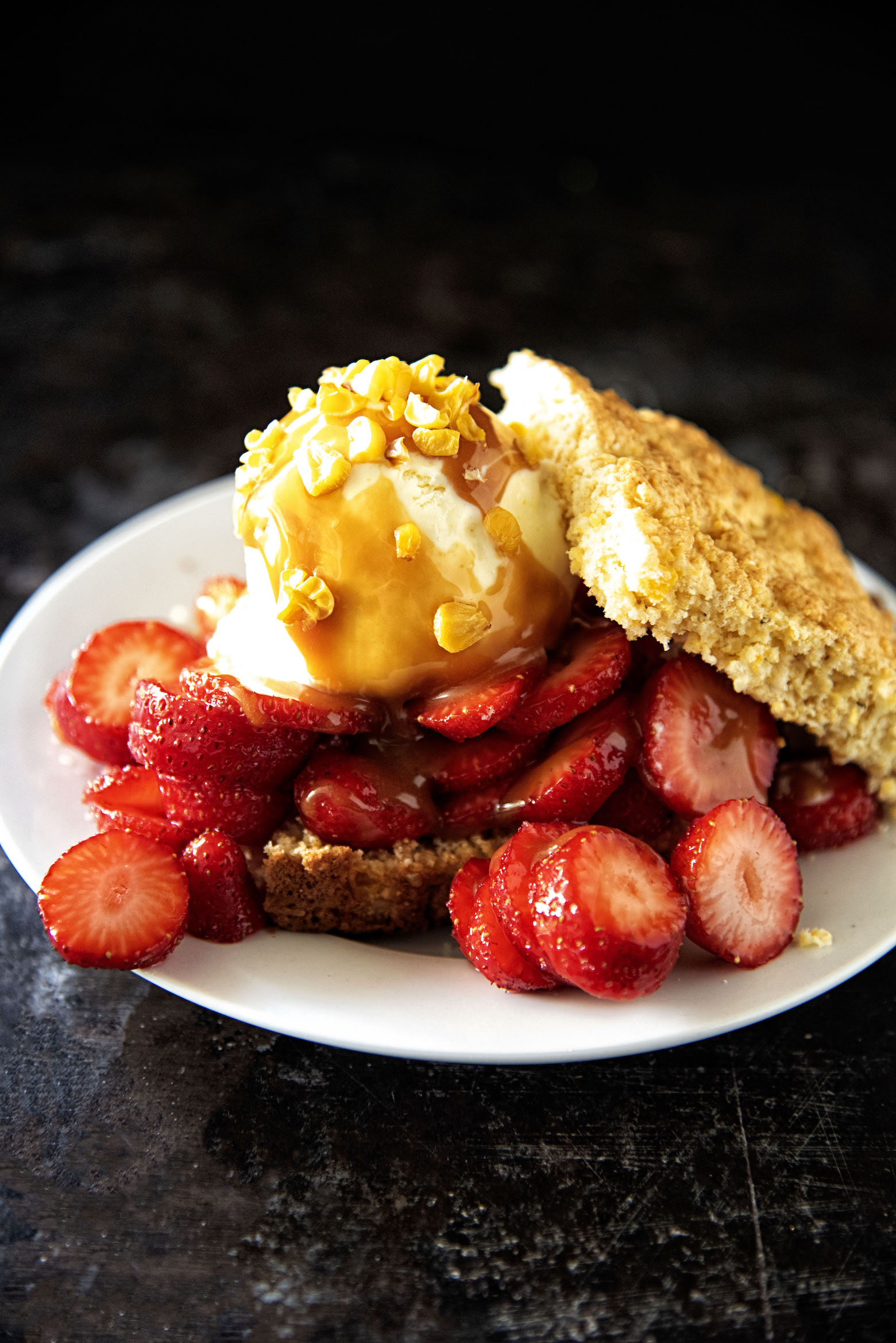 Sweet Corn Strawberry Cornbread Shortcake