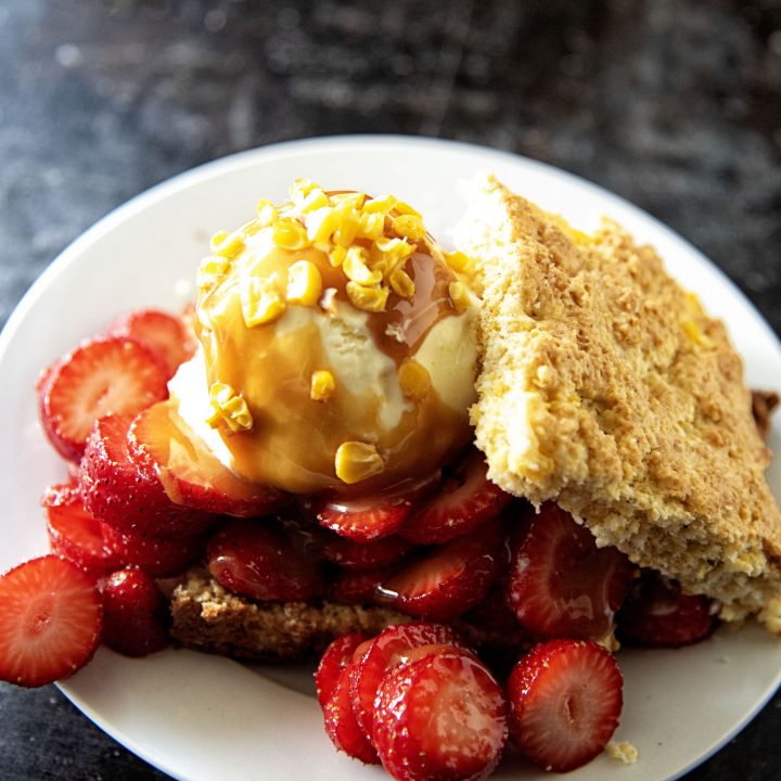 Sweet Corn Strawberry Cornbread Shortcake