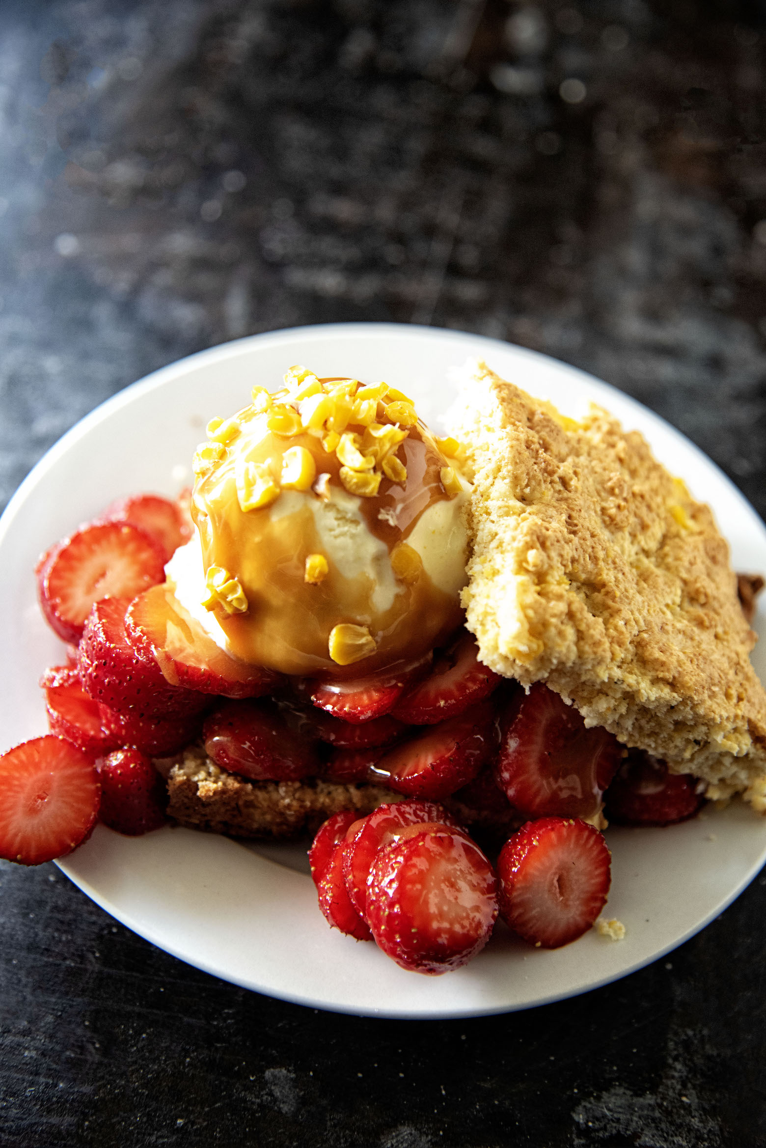 Sweet Corn Strawberry Cornbread Shortcake