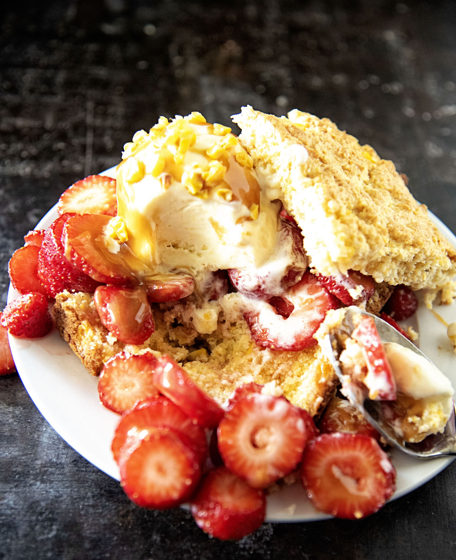 Sweet Corn Strawberry Cornbread Shortcake