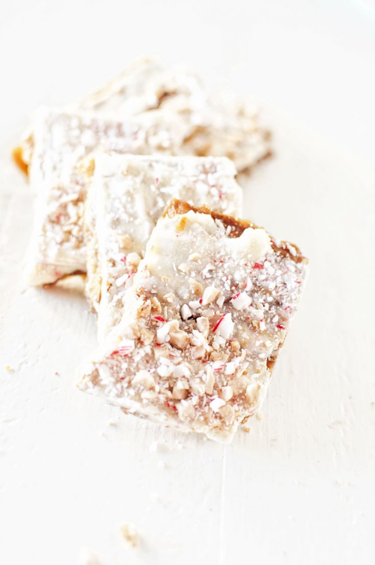 White Chocolate Candy Cane Cracker Toffee