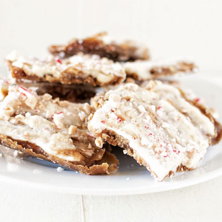 White Chocolate Candy Cane Cracker Toffee