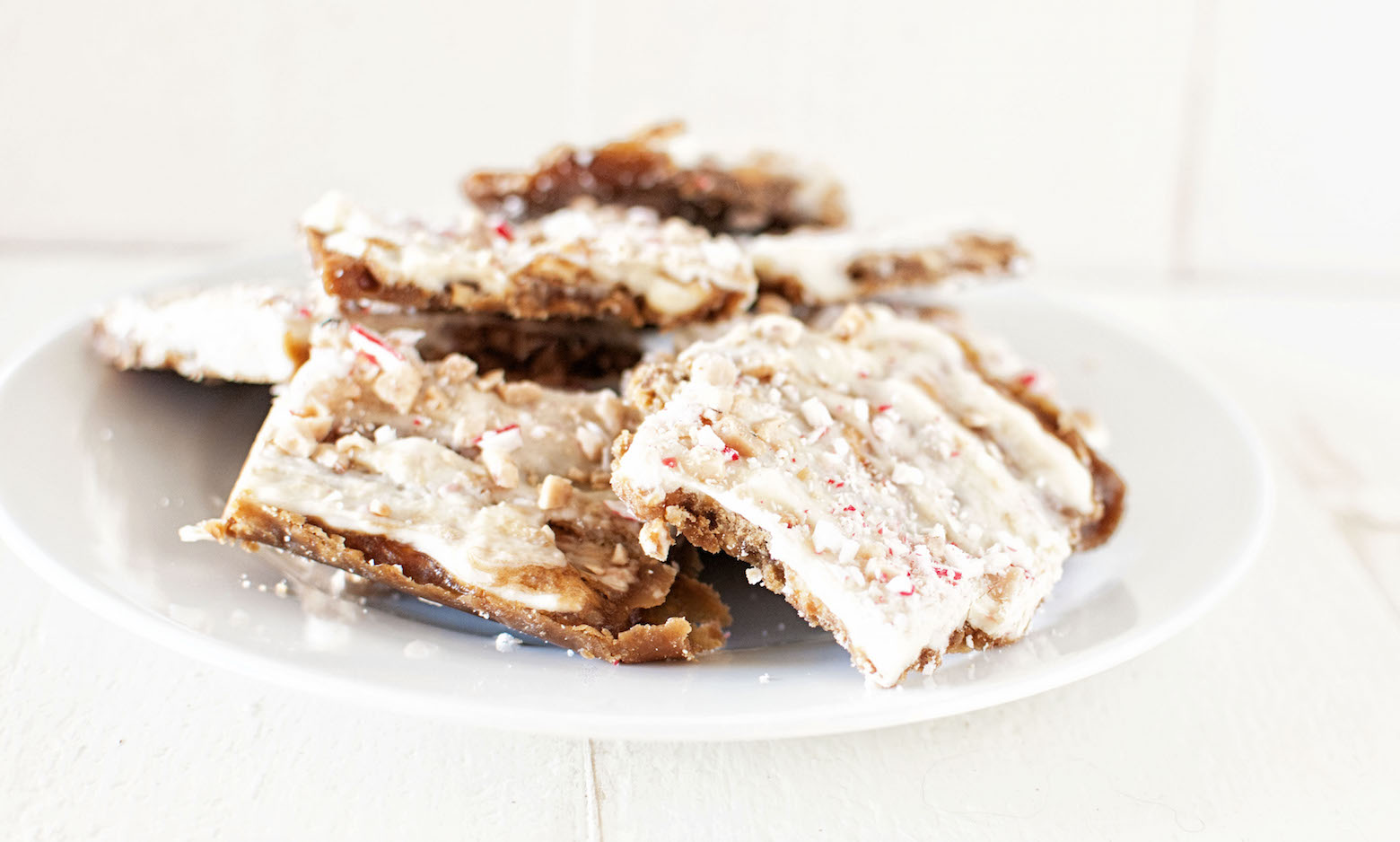 White Chocolate Candy Cane Cracker Toffee