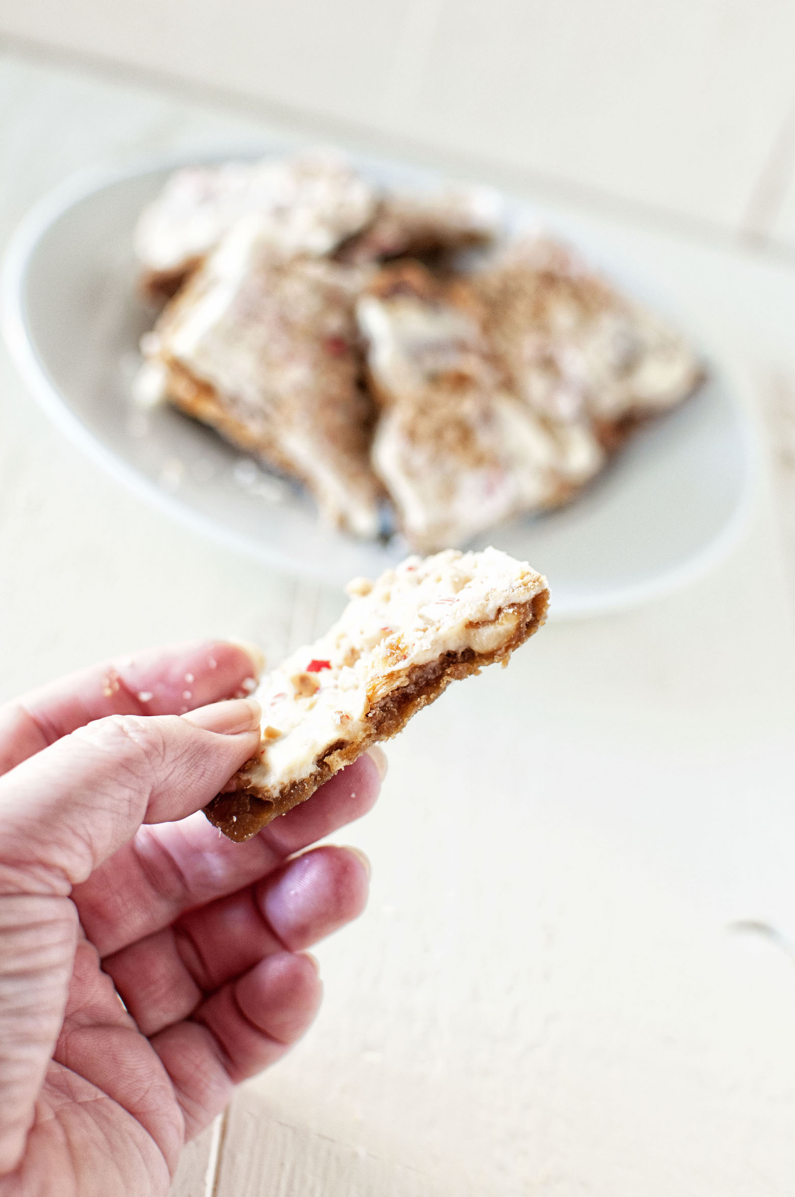 White Chocolate Candy Cane Cracker Toffee