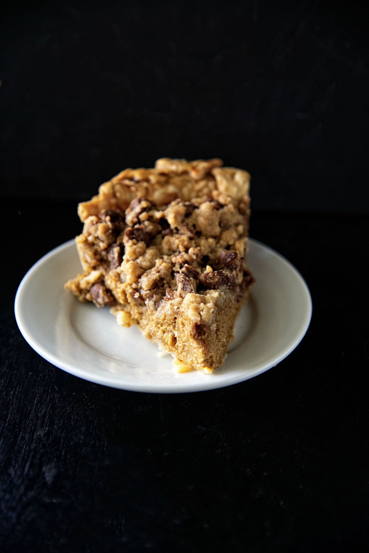 Butter Toffee Pecan Crumb Pumpkin Pie