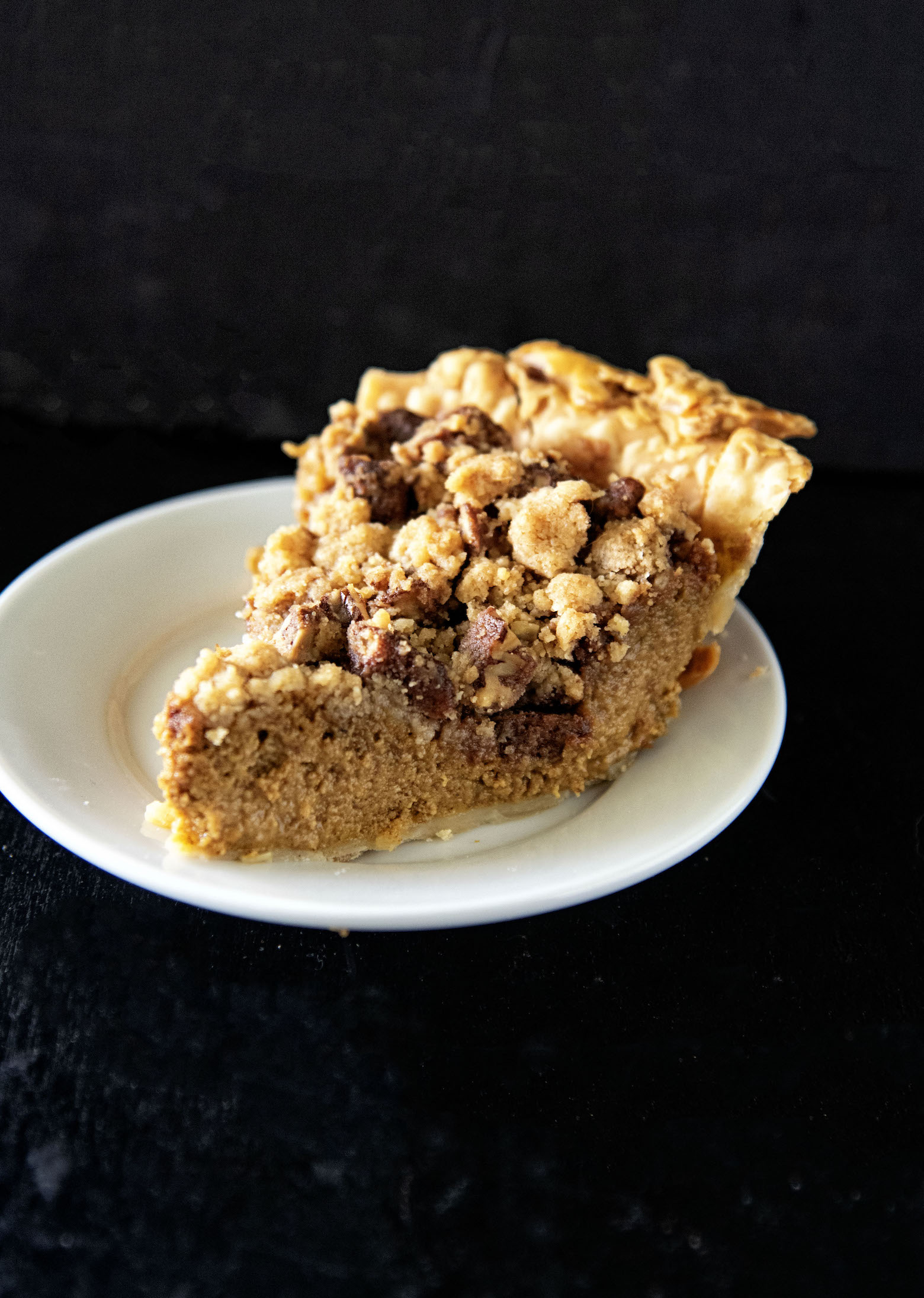 Butter Toffee Pecan Crumb Pumpkin Pie