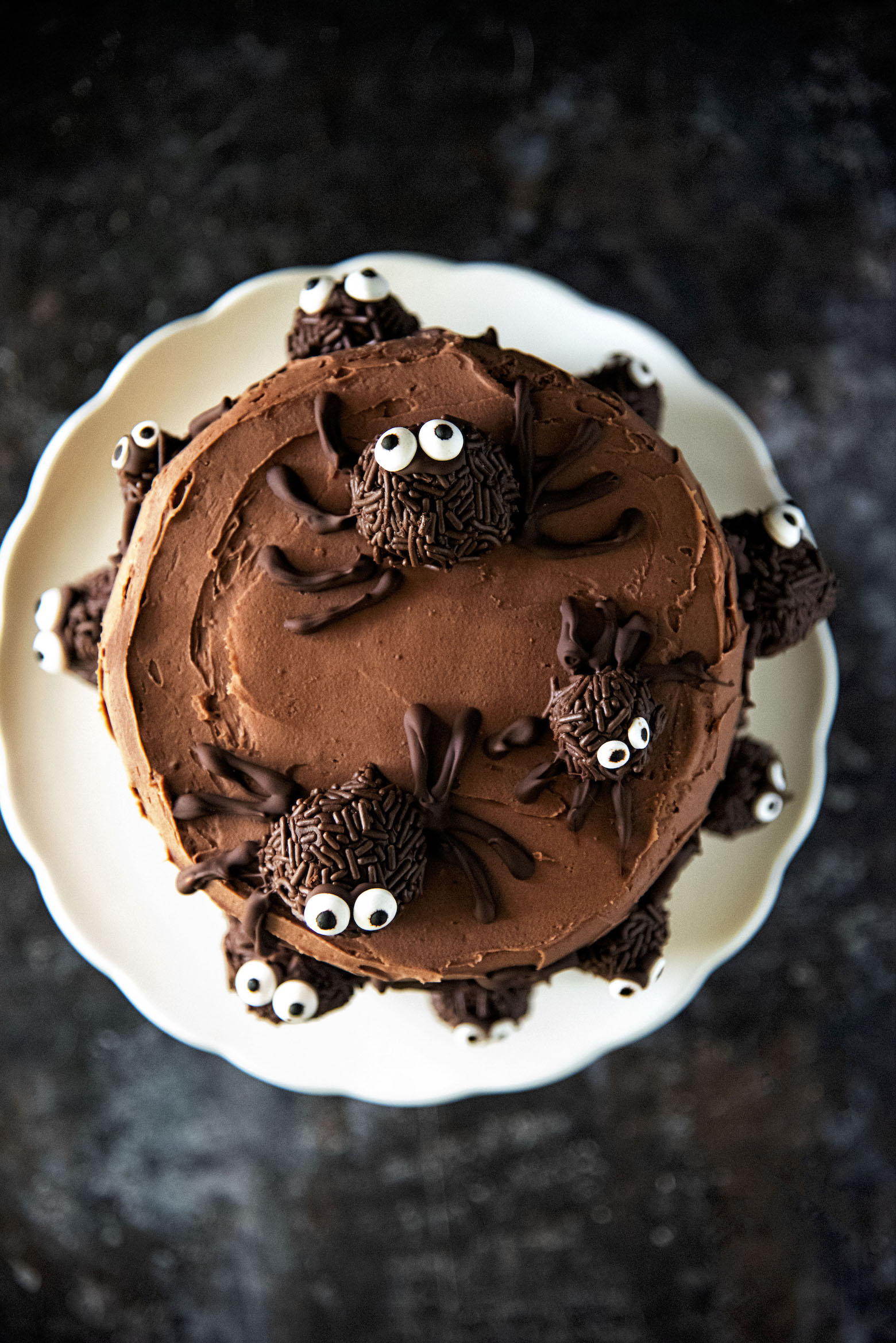 Chocolate Truffle Pumpkin Spider Cake