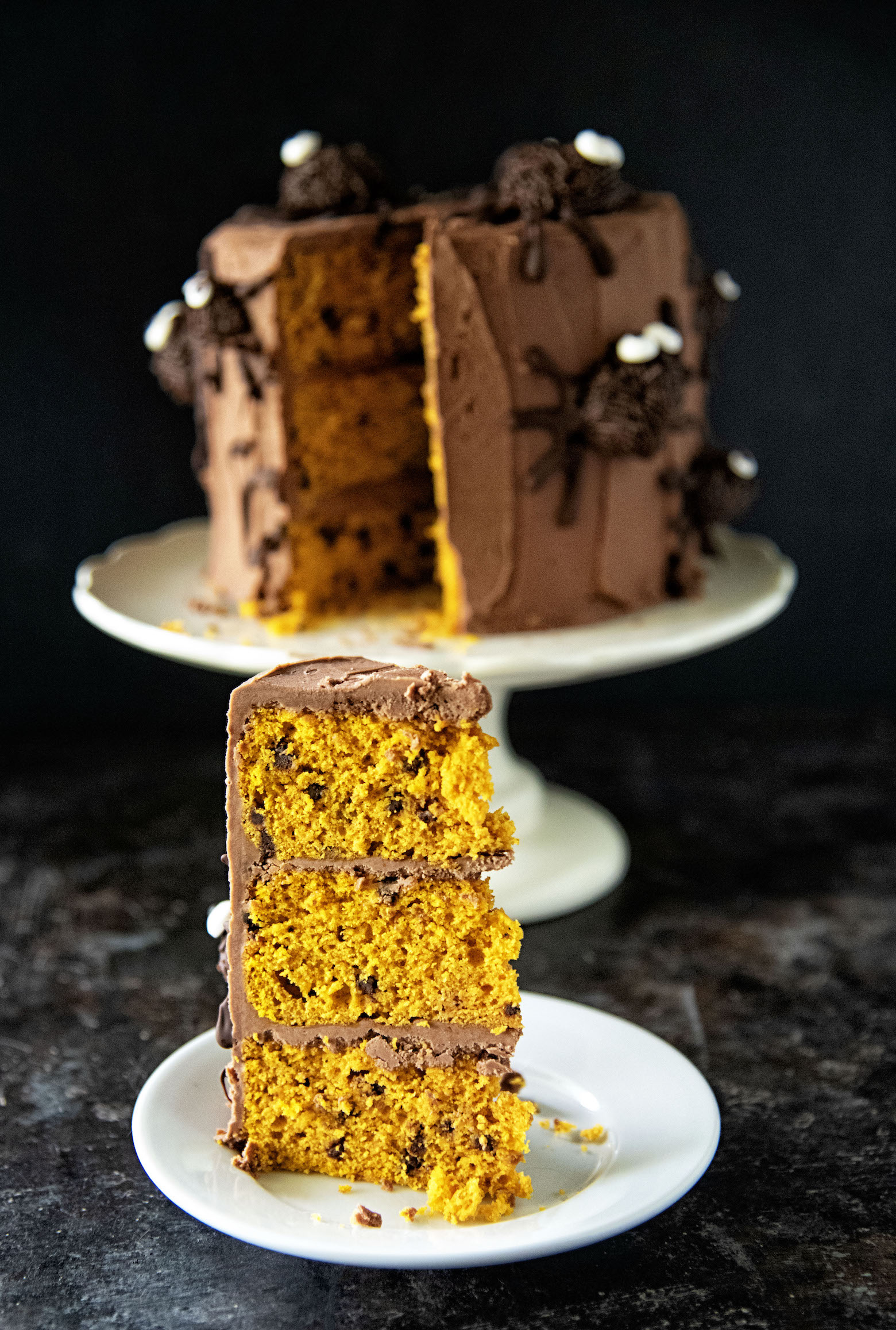 Chocolate Truffle Pumpkin Spider Cake 