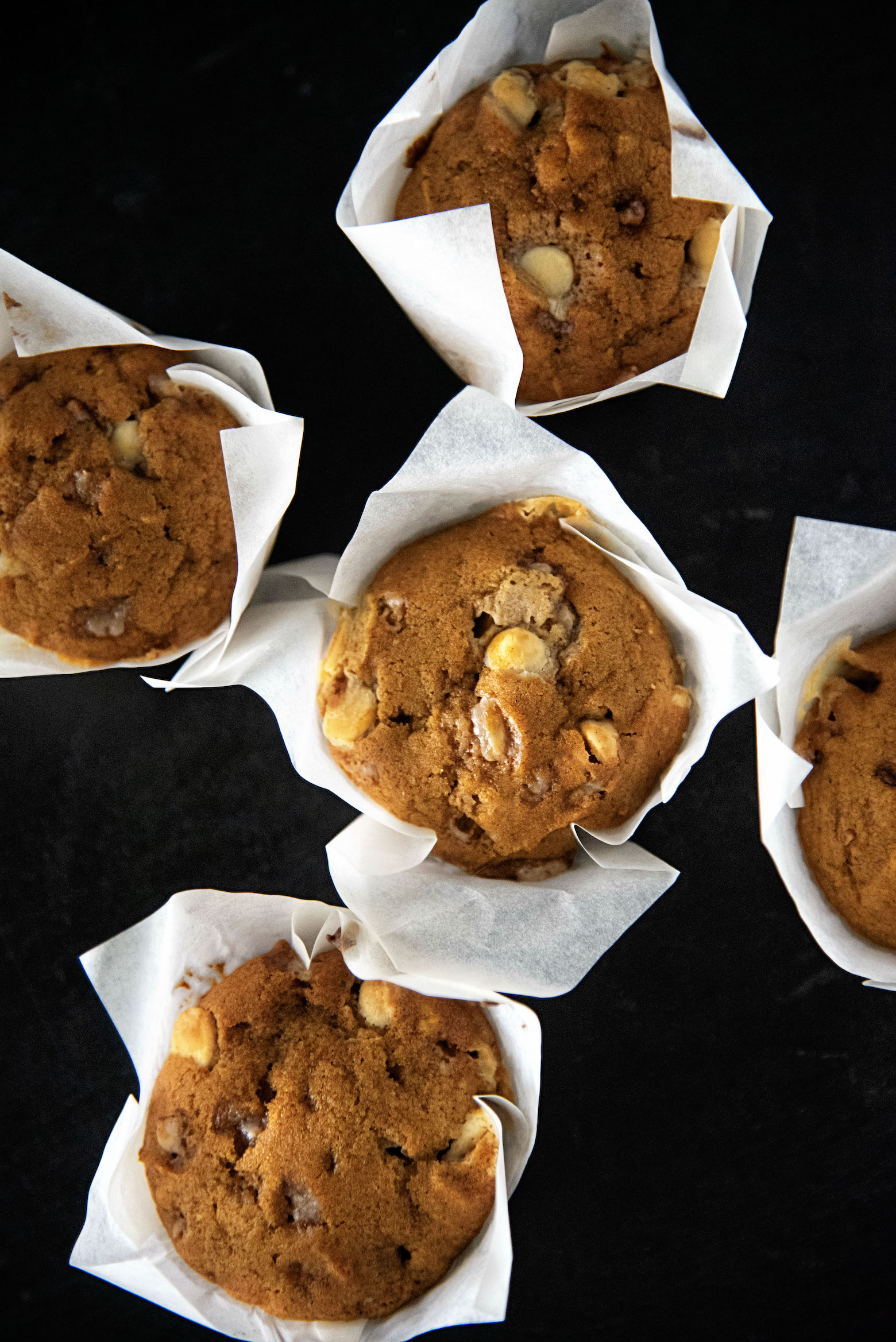 Toffee White Chocolate Pumpkin Muffins