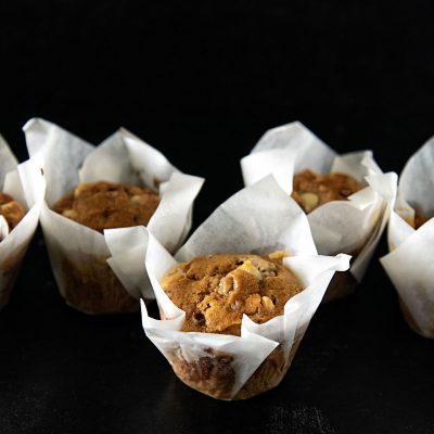 Toffee White Chocolate Pumpkin Muffins