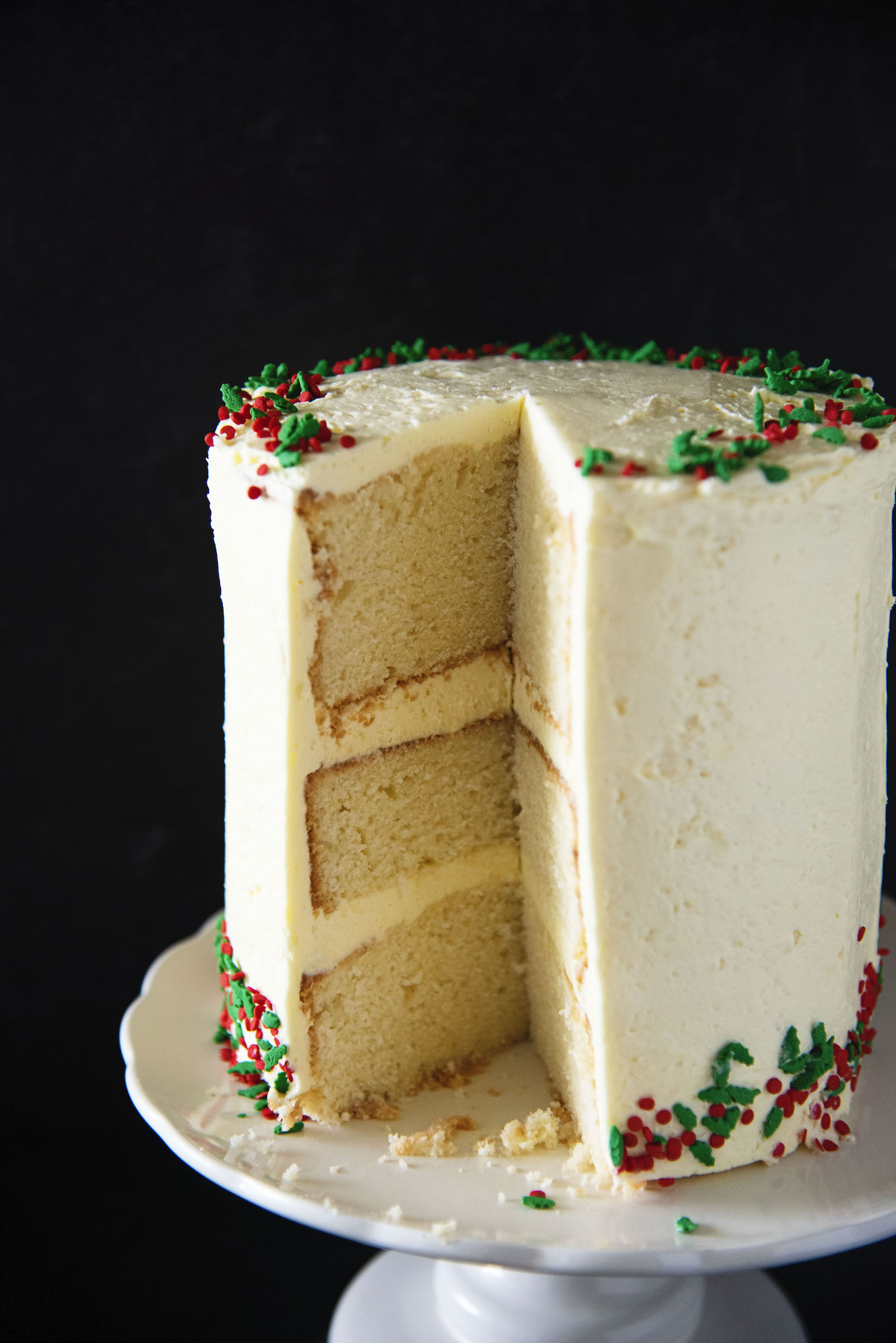 Bourbon Eggnog White Chocolate Cake