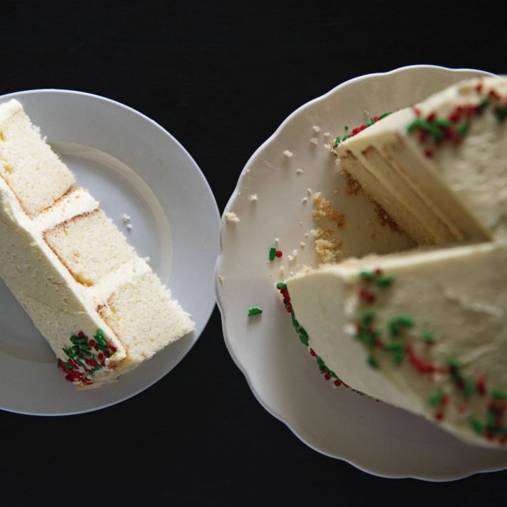 Bourbon Eggnog White Chocolate Cake 