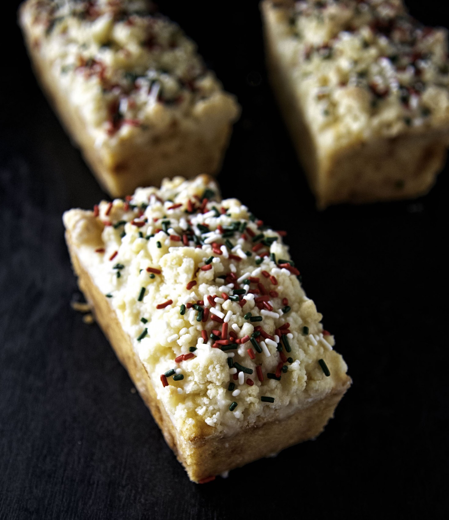 Sugar Cookie Crumb Cake with Sugar Cookie Glaze and Sprinkles