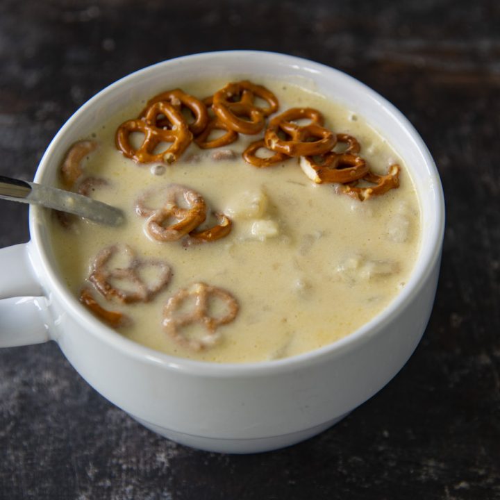 Beer Cheese Pretzel Potato Soup