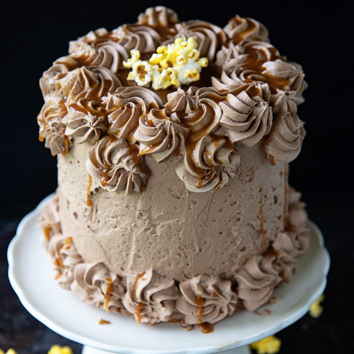 Chocolate Salted Caramel Popcorn Cake