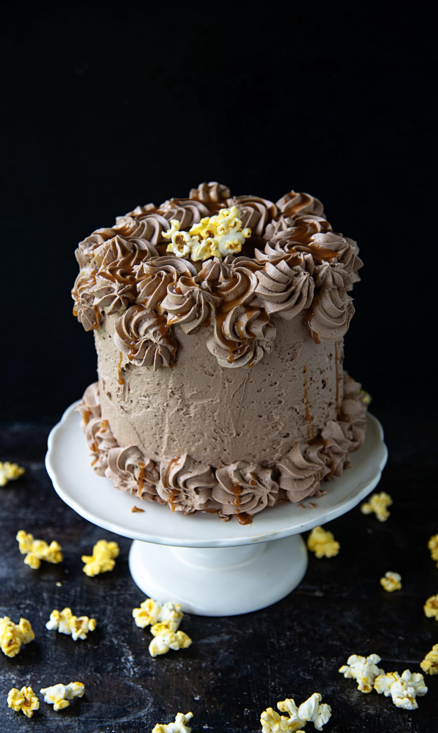 Chocolate Salted Caramel Popcorn Cake