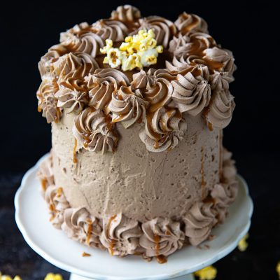 Chocolate Salted Caramel Popcorn Cake