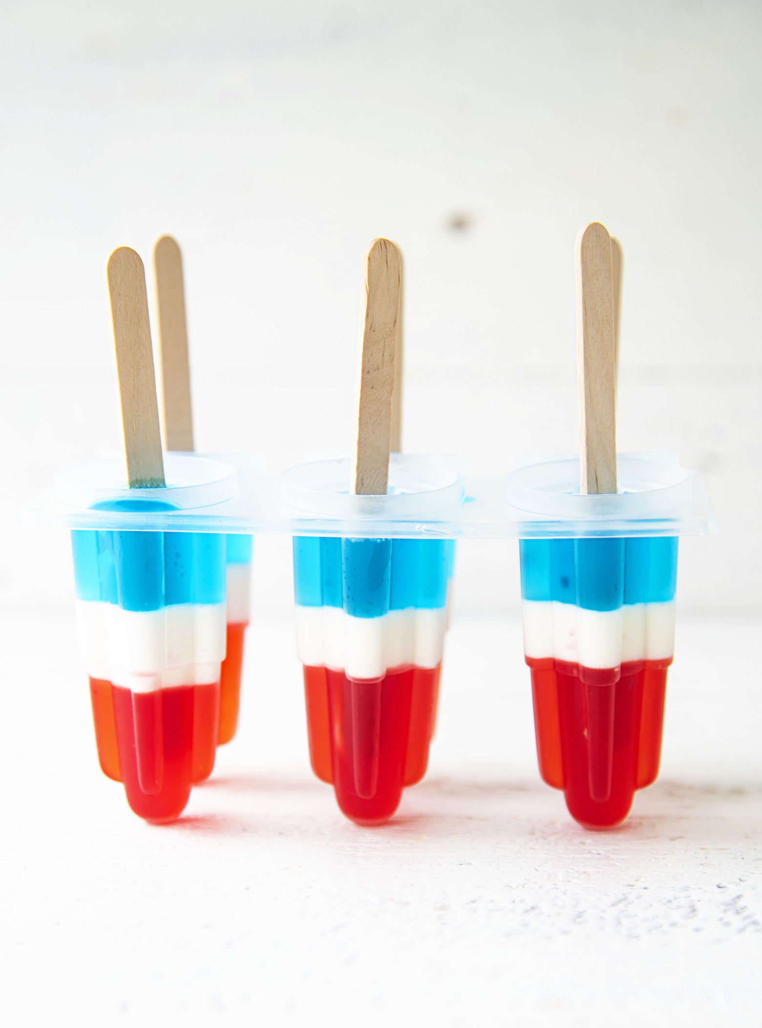 Bomb Pop Jello Shots in rocket pop molds.