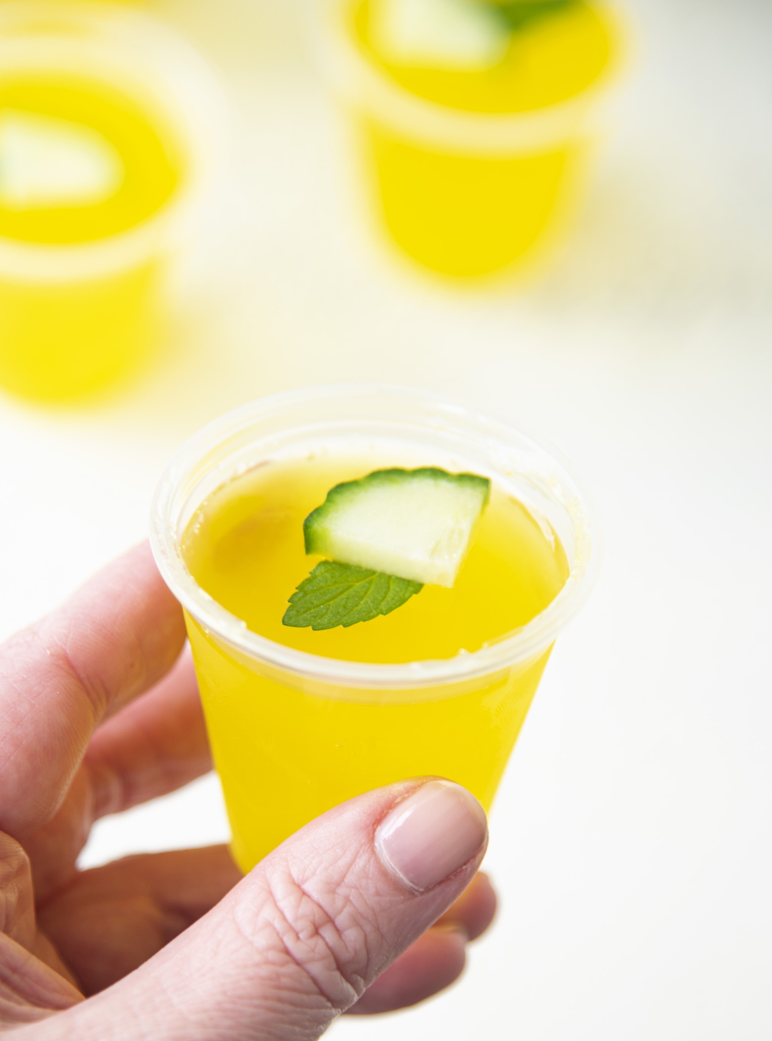 Cucumber Mint Lemonade Jell-O Shots 