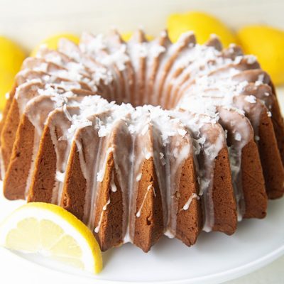 Lemon Coconut Mascarpone Pound Cake