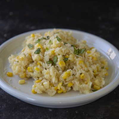 Sweet Corn Parmesan Oven Risotto