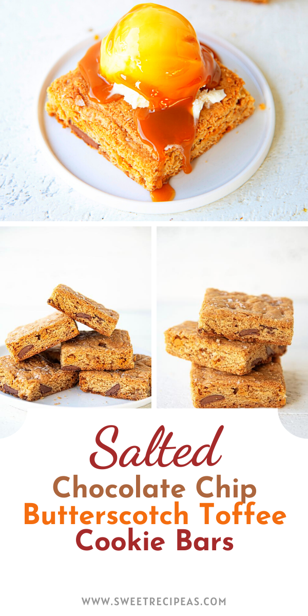 Salted Chocolate Chip Butterscotch Toffee Cookie Bars
