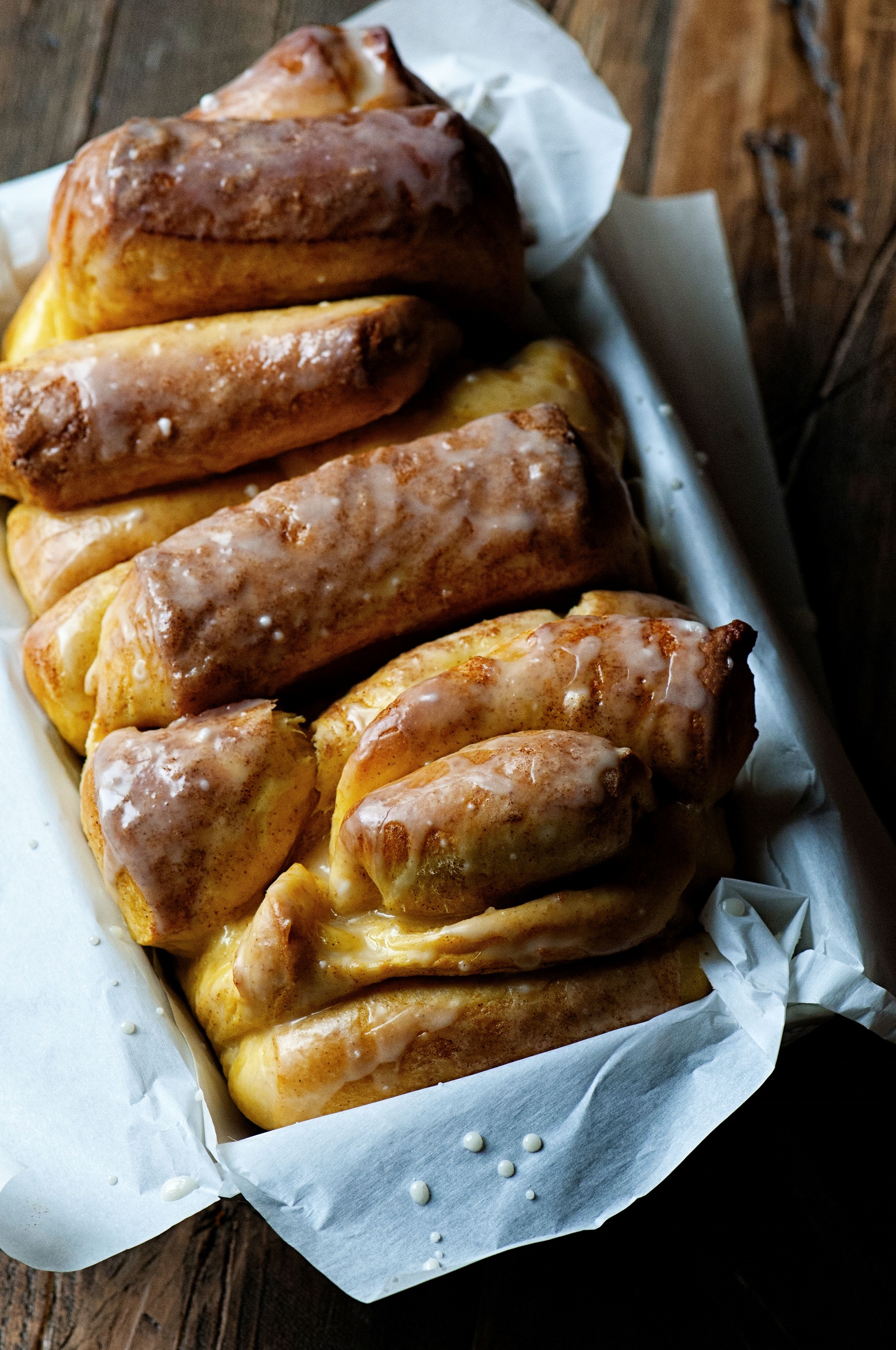 Apple Cider Whiskey Glazed Pumpkin Pull Apart Bread