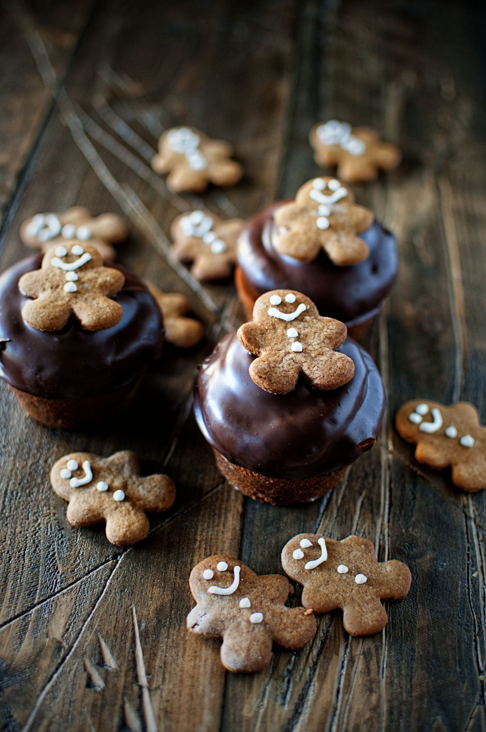 Chocolate Dipped Gingerbread Cupcakes with Orange Swiss Meringue Buttercream 