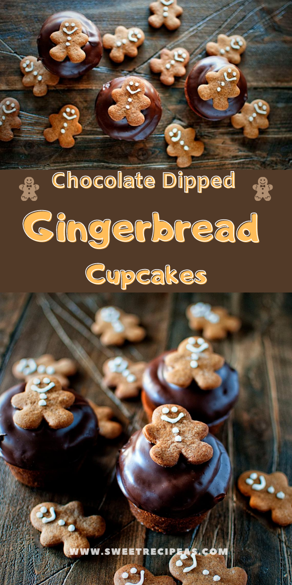 Chocolate Dipped Gingerbread Cupcakes