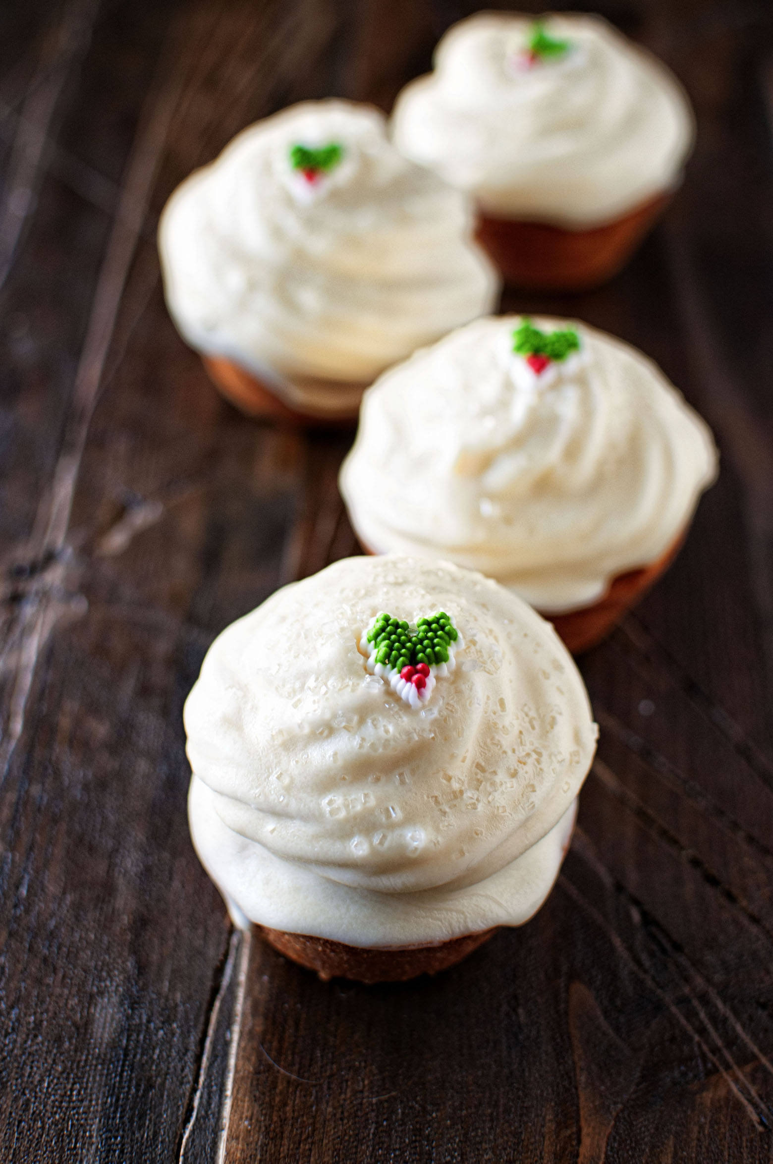 Eggnog Cupcakes with Spiced Rum Caramel Buttercream