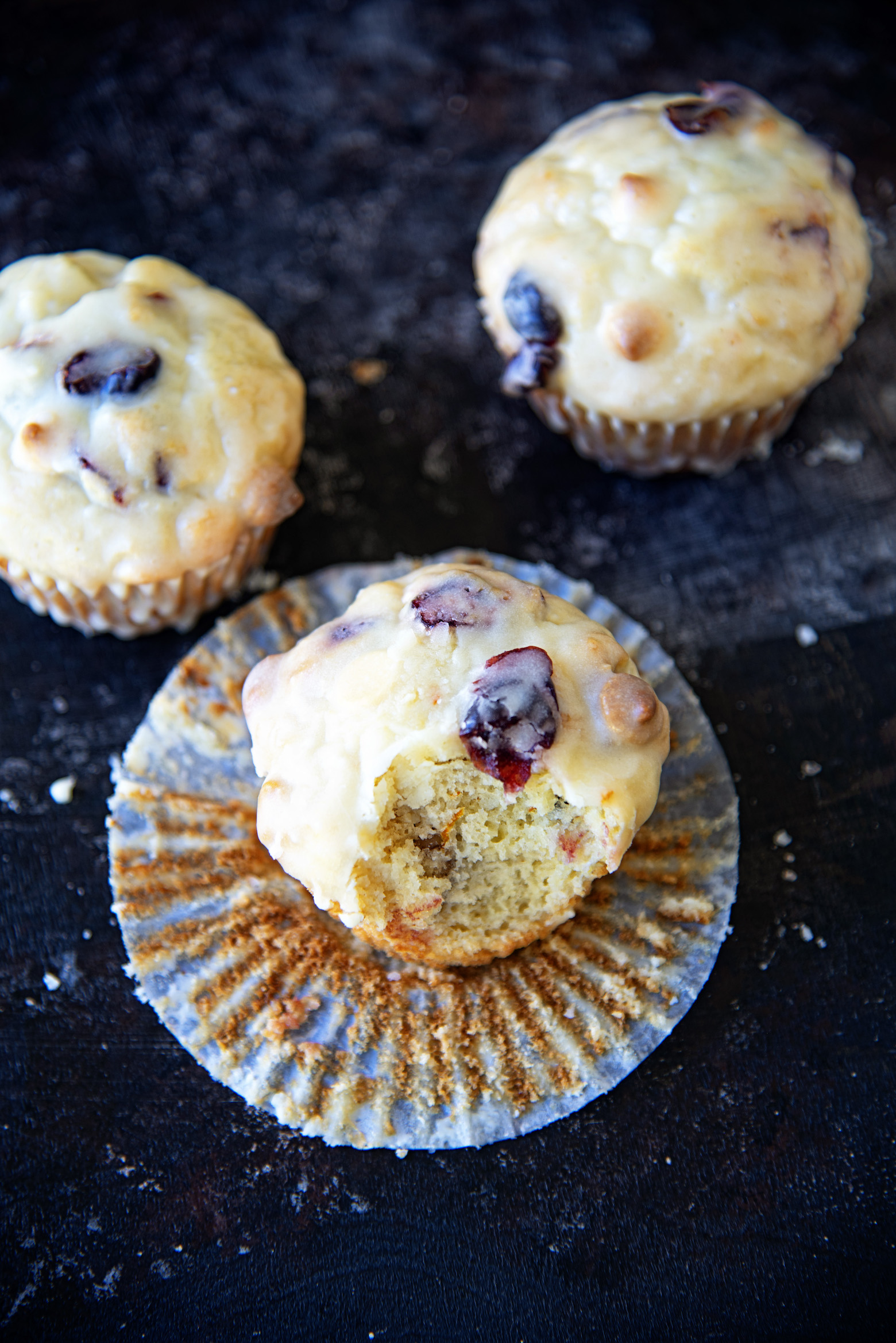 Orange Cranberry White Chocolate Walnut Muffins