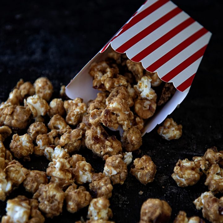 Peanut Butter Jelly Caramel Corn