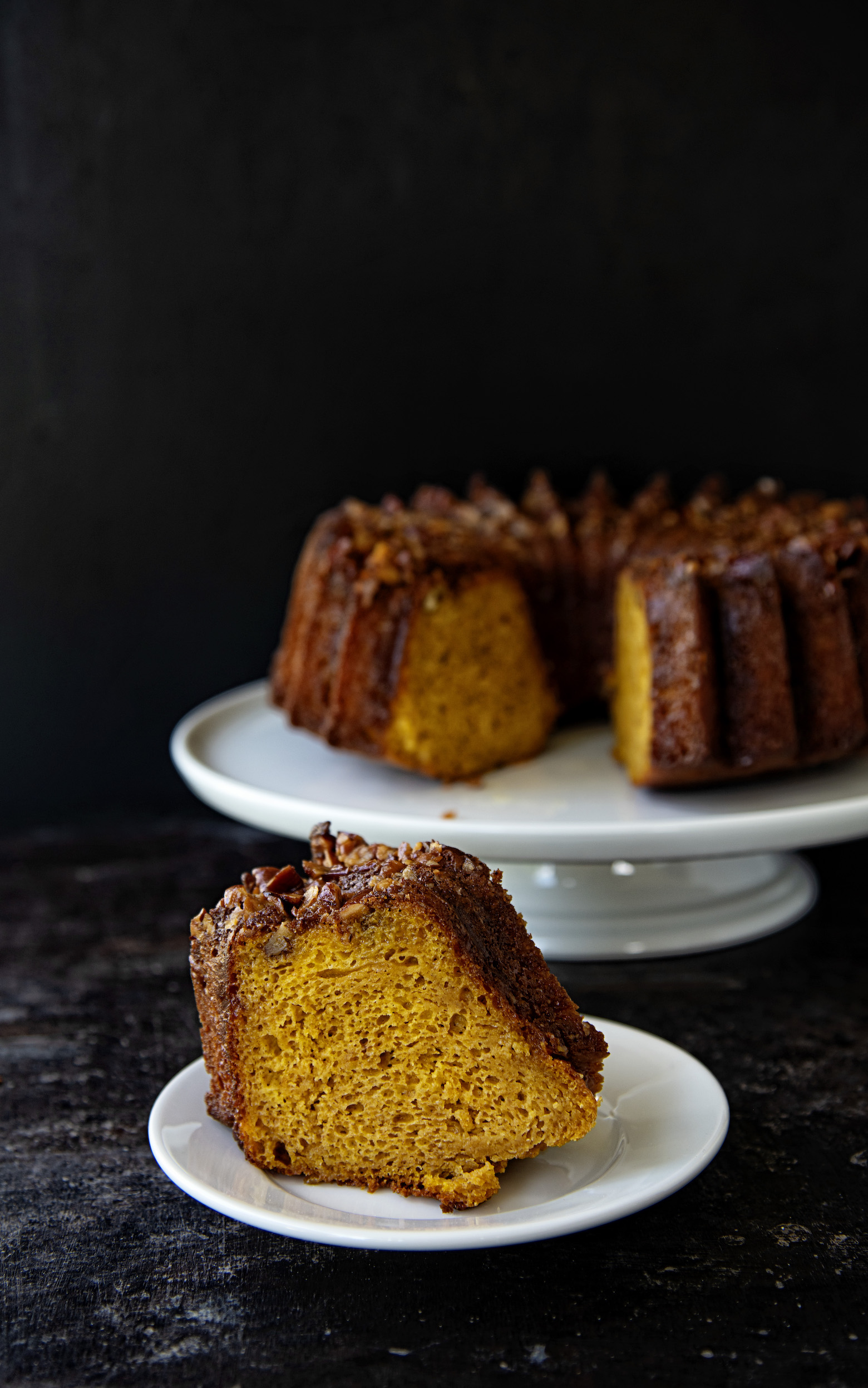 Spiced Rum Pumpkin Pecan Cake