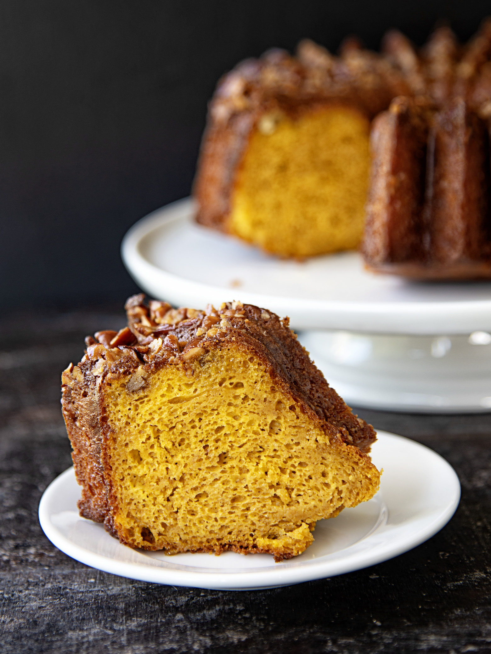 Spiced Rum Pumpkin Pecan Cake