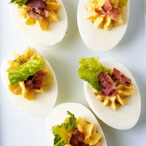 Bacon Caesar Salad Deviled Eggs