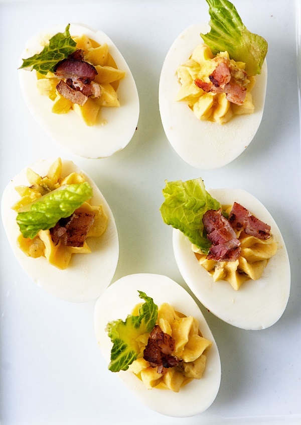Bacon Caesar Salad Deviled Eggs