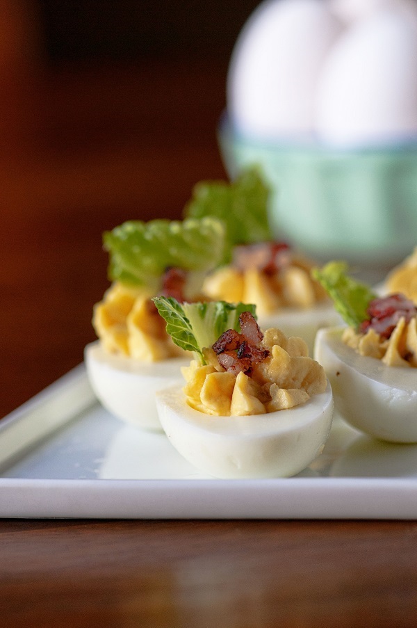 Bacon Caesar Salad Deviled Eggs