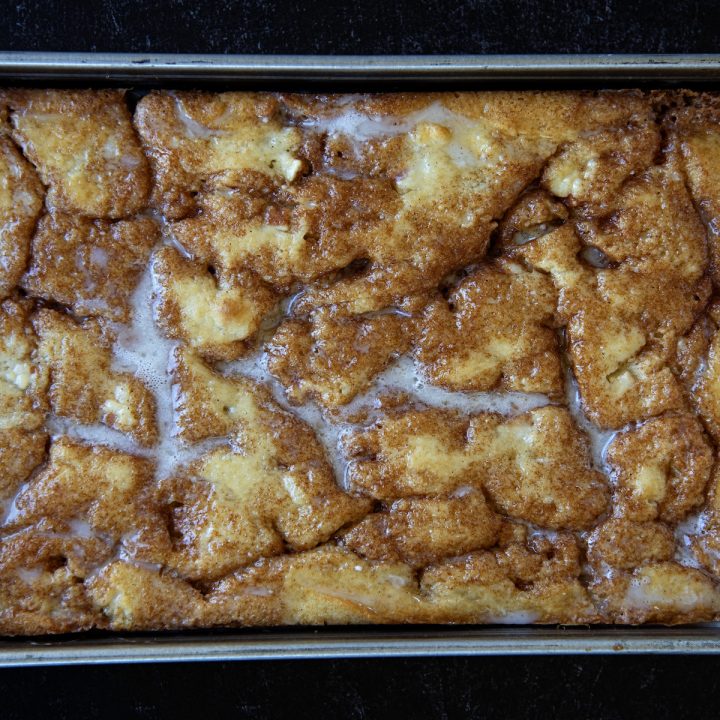 Caramel Apple Cinnamon Roll Cake 