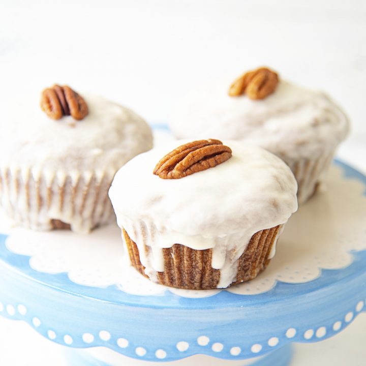 Glazed Butter Pecan Banana Muffins