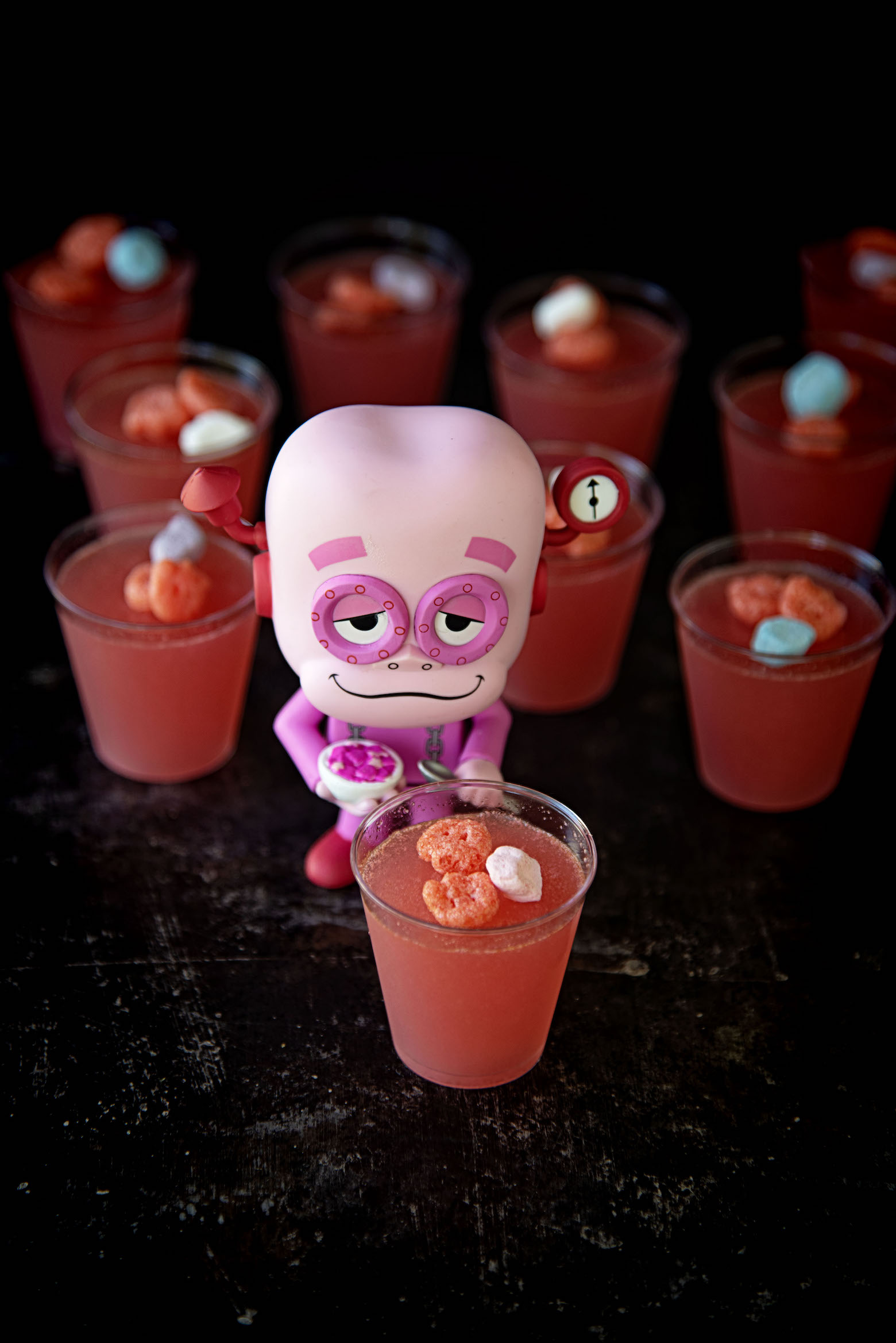 Franken Berry Jell-O Shots