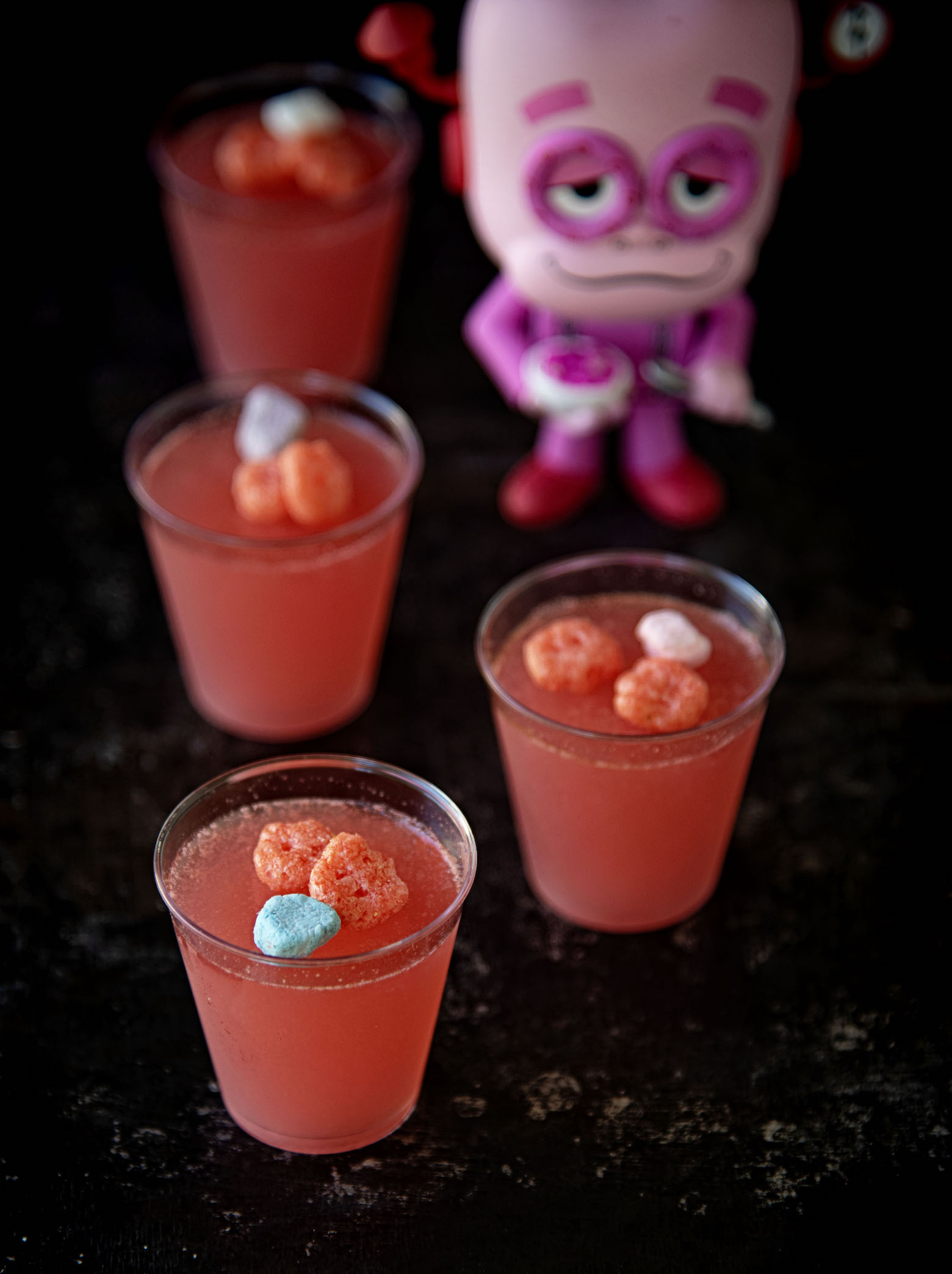 Franken Berry Jell-O Shots